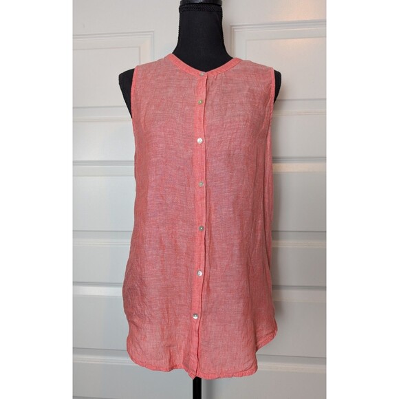 Christian Siriano Blouse 100% Linen Size M Pink Shirt Tunic Sleeveless EUC - Picture 1 of 8